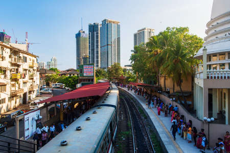 Colombo, Sri Lanka - April 5, 2019: Secretariat Halt railway station in Colombo downtown of capital of Sri Lankaのeditorial素材