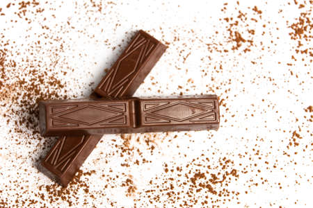 Chocolate wafers dessert isolated on white backgroundの写真素材