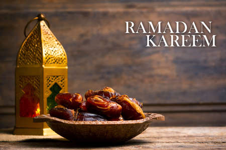 Fresh dates with almonds and Happy Ramadan message