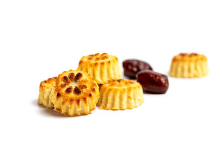 Cookies with dates isolated on white backgroundの写真素材