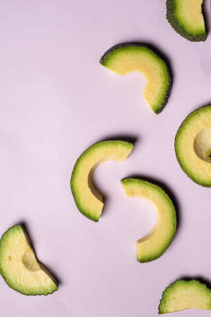 Freshly cut avocado on clean surfaceの写真素材