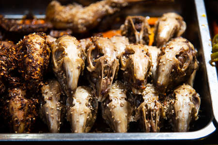 Braised Rabbit head in China food street marketの写真素材