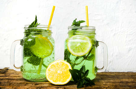 Cold Lemonade with marijuana in a glass isolatedの写真素材