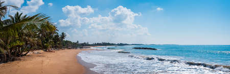 Tropical beach in south Sri Lanka full panoramic viewの写真素材