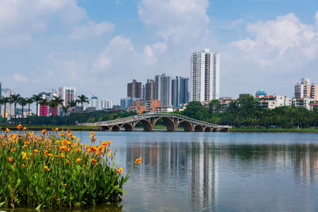 Nanhu South lake park in Nanning, capital of Guangxi province in Chinaの写真素材