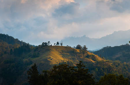 Ella Rock landscape in small town of Ella in Sri Lankaの写真素材