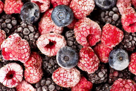 Frozen berry fruit backgroundの写真素材
