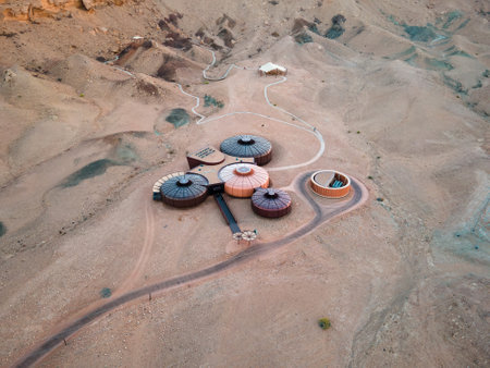 Sharjah, United Arab Emirates - October 22 , 2020: Buhais Geology Park displaying different natural rocks in Sharjah emirate of the United Arab Emirates constructed to resemble the planet Marsのeditorial素材