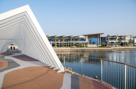 Ras al Khaimah, United Arab Emirates - January 24, 2021: New public walking and leisure area in Mannar mall by the Ras Al Khaimah corniche in the heart of northern emirate of the United Arab Emiratesのeditorial素材