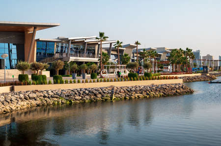 Ras al Khaimah, United Arab Emirates - January 24, 2021: New public walking and leisure area in Mannar mall by the Ras Al Khaimah corniche in the heart of northern emirate of the United Arab Emiratesのeditorial素材
