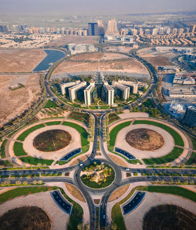 Dubai, United Arab Emirates - May 5, 2021: Dubai Silicon Oasis technology park, residential area and...
