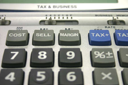 Closeup of tax and business calculator keys