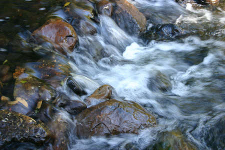 Running water flowing over rocks in creek