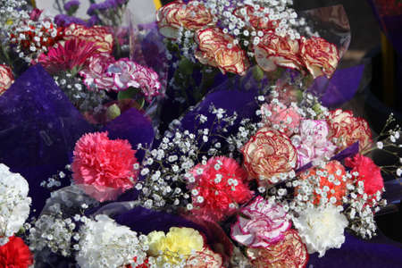 close up of flower bouquest at florist marketの写真素材