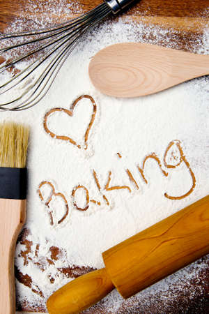 Love Baking - written in flourの写真素材