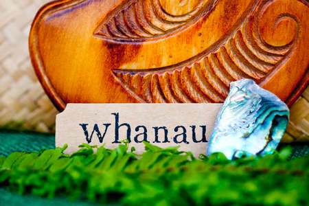 NZ - Kiwi - Maori theme - backgrounds and objects - maori word for family (whanau)の写真素材