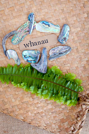NZ - Kiwi - Maori theme - backgrounds and objects - maori word for family (whanau)の写真素材