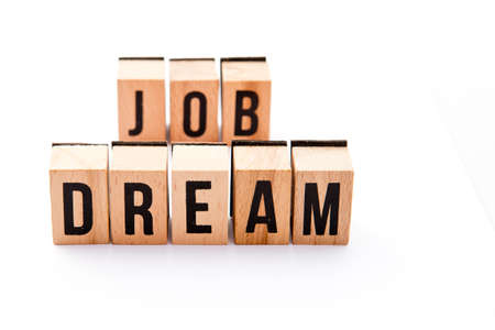 Dream Job - wooden block letters with white backgroundの写真素材