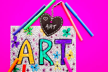 Art Jigsaw - hand drawn in colored pen on jigsaw puzzle with heart shape chalkboardの写真素材