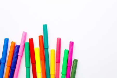 Art - colored pens on white backgroundの写真素材