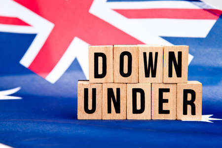 Australian Flag - Down Under - wooden lettersの写真素材