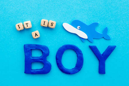 It's a Boy - on blue backgroundの写真素材
