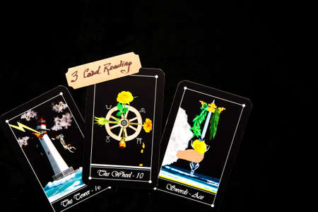 Tarot - 3 Card readings with deck of Tarot cardsの写真素材