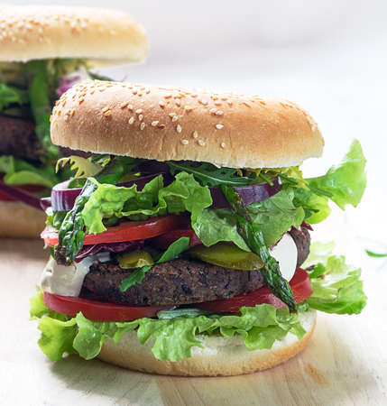 Vegan black bean burgersの写真素材