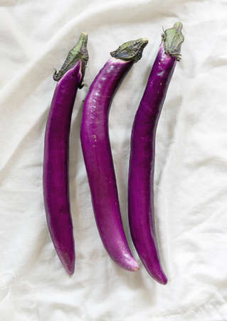 Chinese long eggplantsの写真素材