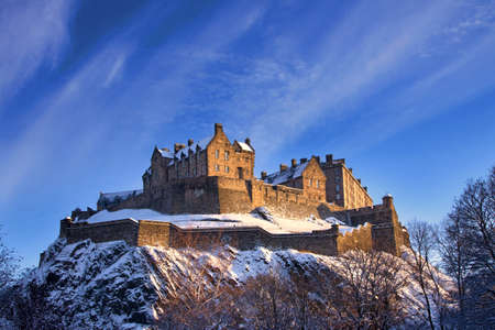 Edinburgh Castle In Winter Sunsetのeditorial素材