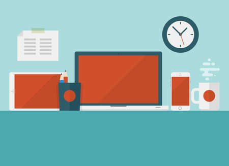 Flat Home Work Deskのイラスト素材