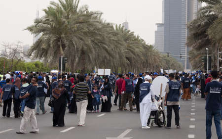 DUBAI - UAE - APRIL 06 2012: March For Peace crowd  during the "March For Peace" event organized by Dubai Islamic Department and Govt. of Dubai on April 06 2012 in Zabeel, Dubai.のeditorial素材