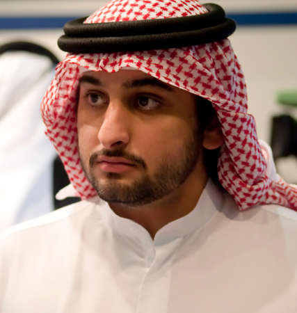 DUBAI - UAE - APRIL 12 2012: Sheikh Maktoum Bin Mohammed Bin Rashid Al Maktoum, Deputy ruler of Dubai during Islamic Peace Conference, on April 12 in Dubaiのeditorial素材