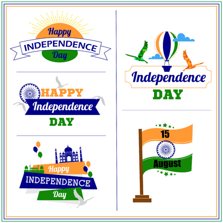 India independence day design template. India tricolor. Free Bird, Hot air balloon vectorsのイラスト素材