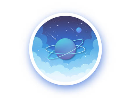 Illustration of ringed planet at nightのイラスト素材