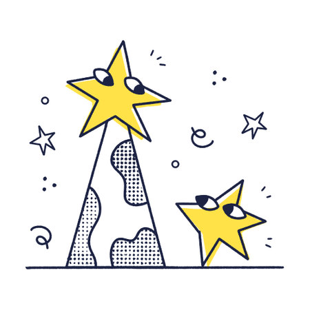 abstract star comic character family, adult and child, hand drawn. Parenting, being an example, growing the kid concept. Simple modern line graphic ink style, vector illustrationのイラスト素材