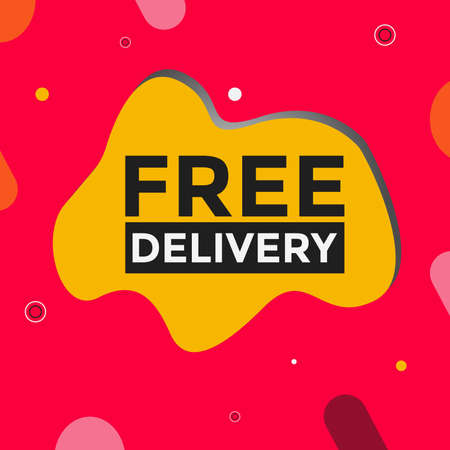Free delivery vector illustration. Sign icon banner. Web template free delivery text.のイラスト素材