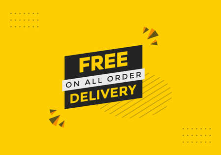 Free delivery vector illustration. Sign icon banner. Web template free delivery text.のイラスト素材