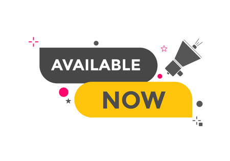 available now button. available now speech bubble. Colorful template available nowのイラスト素材