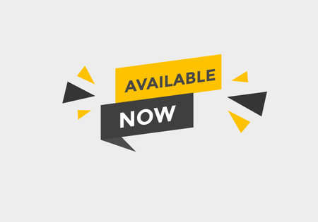 available now button. available now speech bubble. Colorful template available nowのイラスト素材