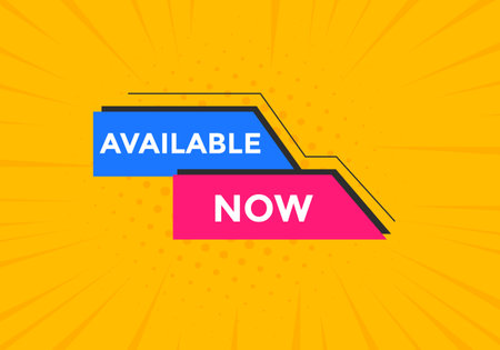 available now button. available now speech bubble. Colorful template available nowのイラスト素材