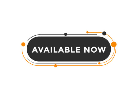 available now button. available now speech bubble. Colorful template available nowのイラスト素材