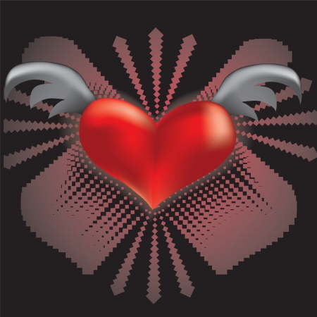 heart with wings on abstract backgroundのイラスト素材