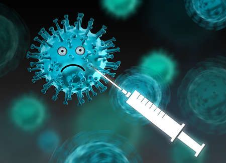 Coronavirus destruction. A vaccine against coronavirus disease. Stop corona.の写真素材