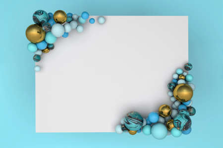 Colorful balloons with empty space for text. 3D render illustration. Realistic background for...