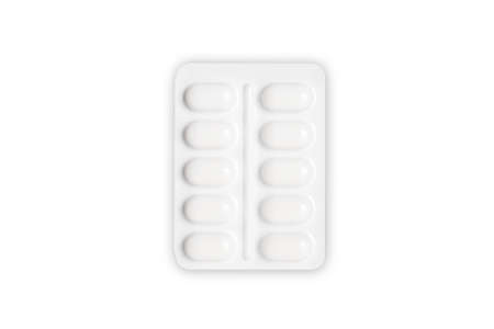 Pills package, tablets on white background isolated. Medicine, healthcare concept.