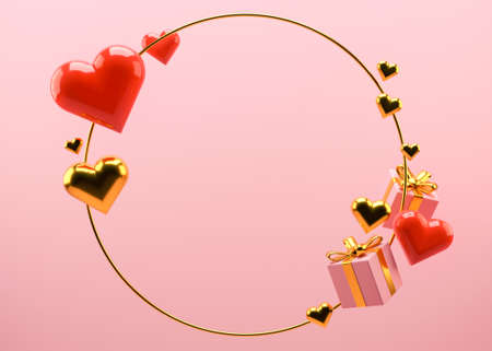 Pink Valentines Day background with free space for text, copy space. Postcard, greeting card design...