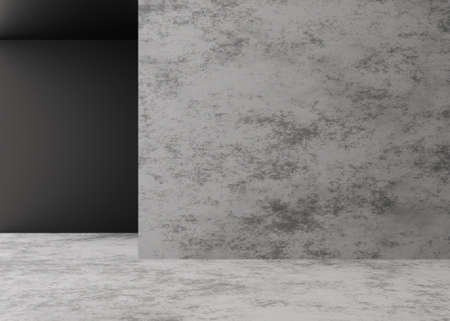 Empty room, concrete wall and floor. Only walls and floor. Mock up interior. Free, copy space for...