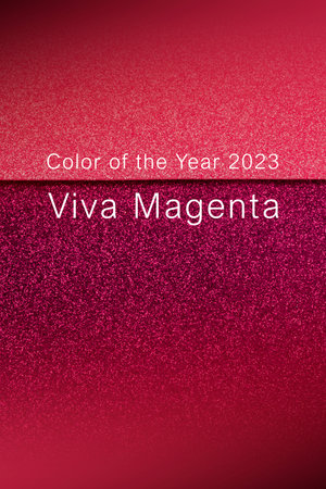 Viva Magenta - color of the year 2023. Trendy color sample. Shiny and glittering surfaces.の写真素材