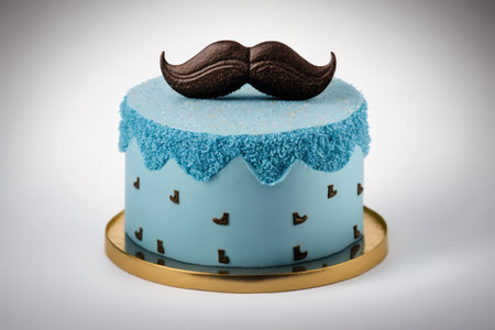 Blue cake with a mustache. International Men's Day, Father's Day celebration. Generative AIの素材